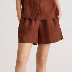 Quince High Waisted Linen Shorts Brown Medium